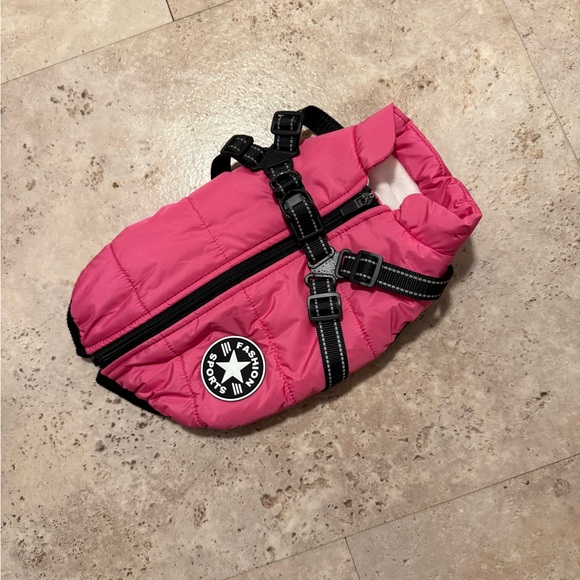 FurryKing Pink Dog Jacket with Harness - Picture 2 of 6